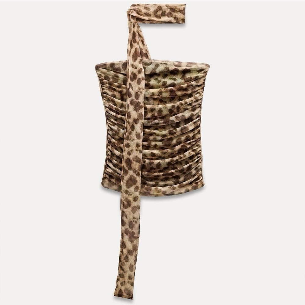 Zara Viral Cheetah Print Scarf Bandeau Top